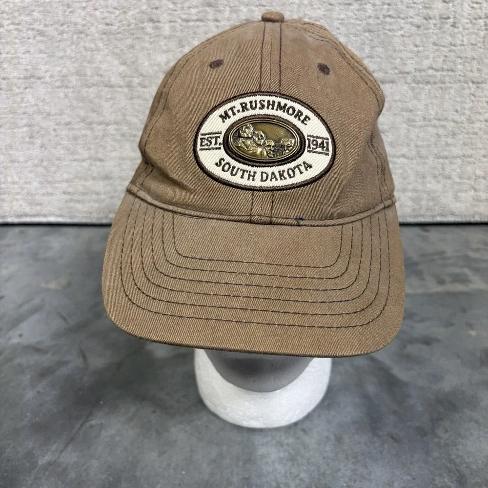 Mt. Mount Rushmore National Memorial South Dakota Baseball Hat Cap metal label